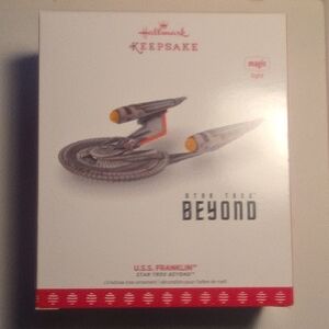 Classic Hallmark Keepsake Starship Ornament with Red and Gray Accents